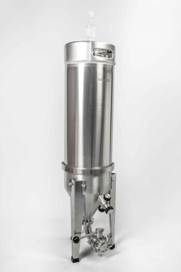 The Cornical keg with the keg hatch and pressure relief valve (50 PSI).