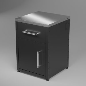 Modular Utility Cabinet with top drawer and door – stainless steel countertop