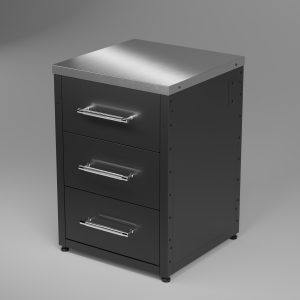 Modular Utility Cabinet - Triple Drawer model with stainless steel countertop